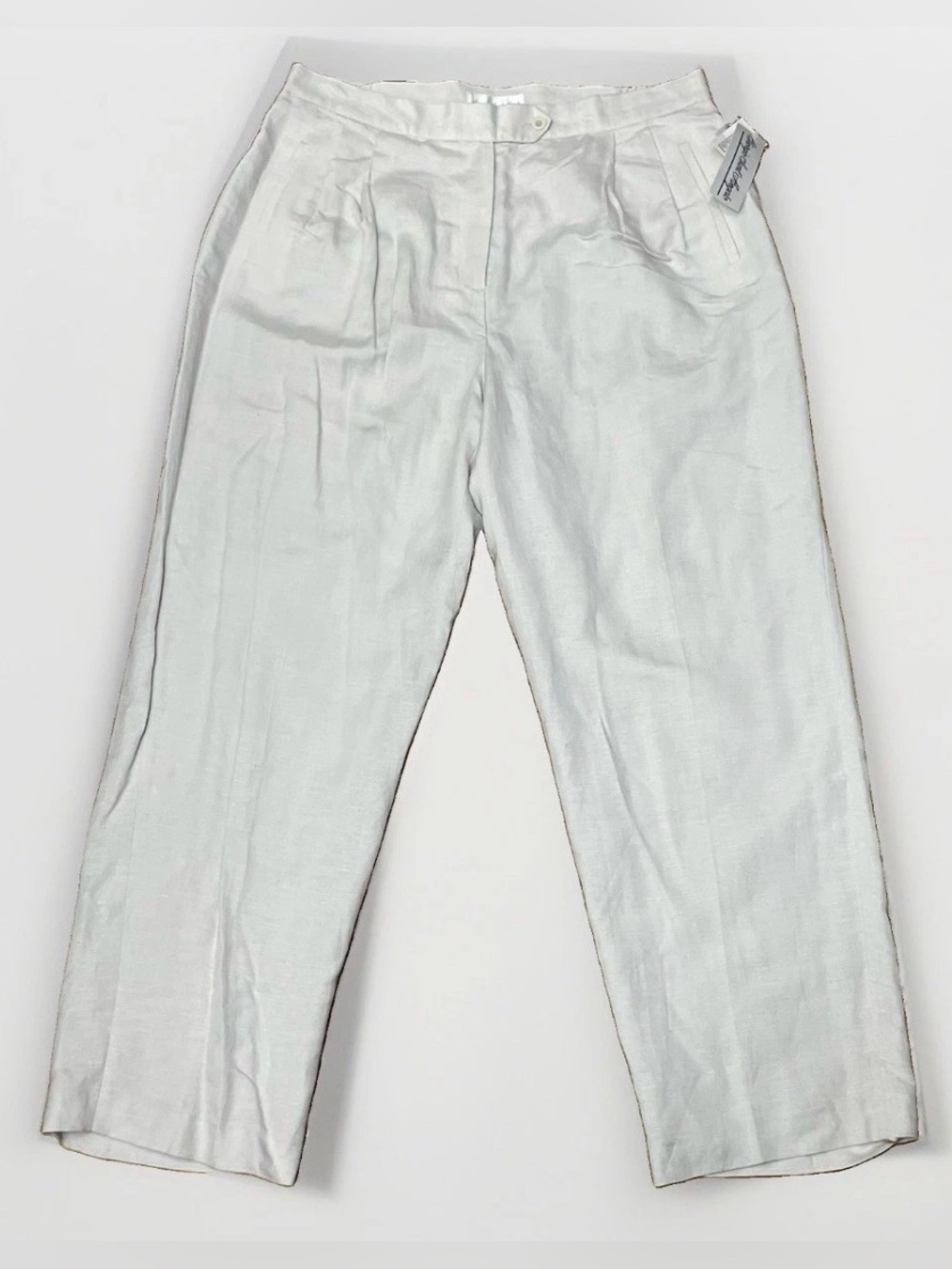 Giorgio Sant' Angelo Cream Linen Rayon Pants Fully Lined Pleated Womens 36x31